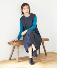 NHEGF85360 GIANNI LO GIUDICE(小さいサイズ)(メゾン ドゥ サンク) [セットアップ対応]デニムライクジャンパースカート ネイビー