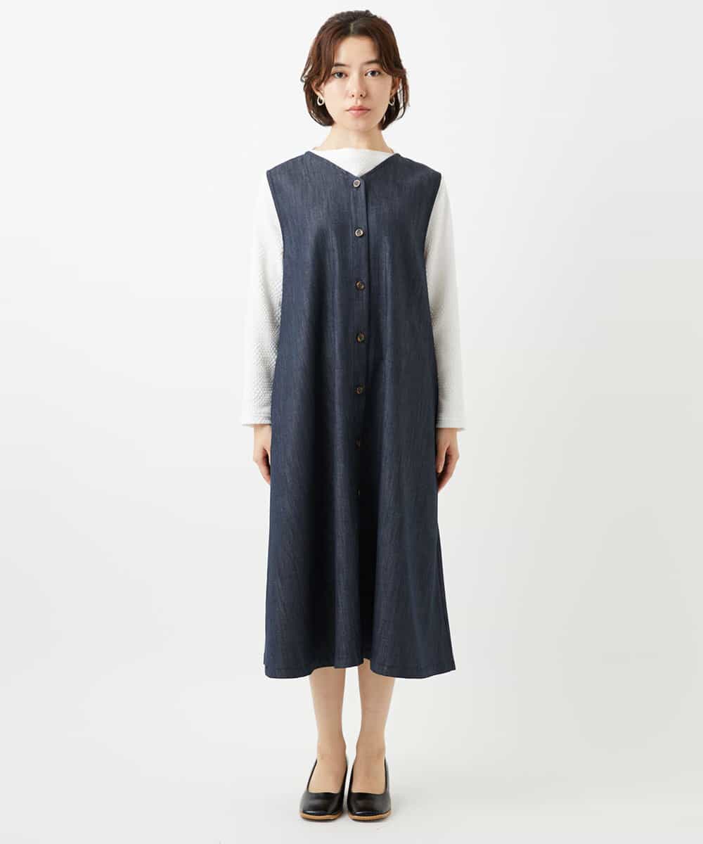 NHEGF85360 GIANNI LO GIUDICE(小さいサイズ)(メゾン ドゥ サンク) [セットアップ対応]デニムライクジャンパースカート ネイビー