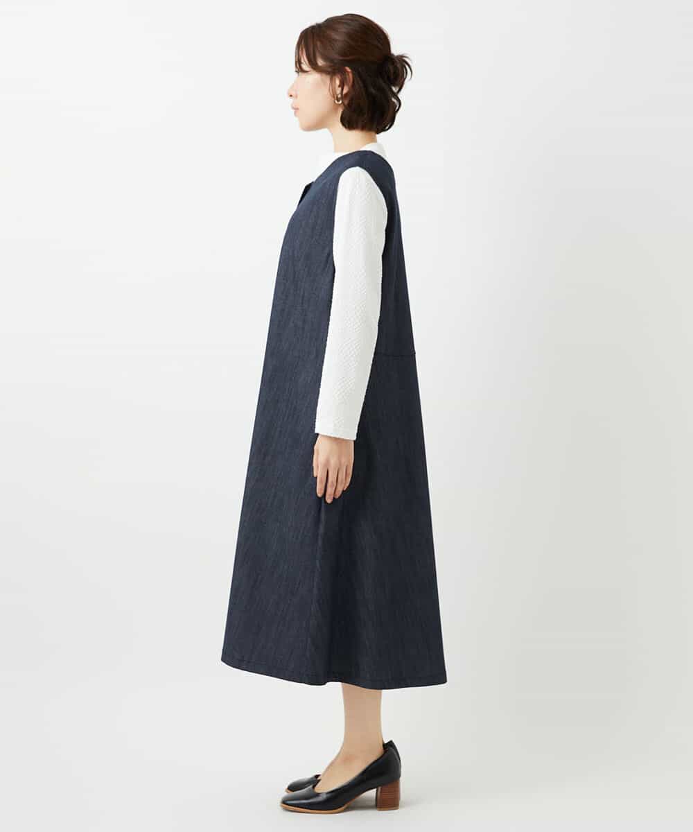 NHEGF85360 GIANNI LO GIUDICE(小さいサイズ)(メゾン ドゥ サンク) [セットアップ対応]デニムライクジャンパースカート ネイビー