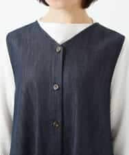 NHEGF85360 GIANNI LO GIUDICE(小さいサイズ)(メゾン ドゥ サンク) [セットアップ対応]デニムライクジャンパースカート ネイビー