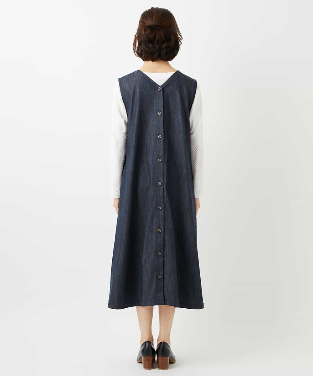 NHEGF85360 GIANNI LO GIUDICE(小さいサイズ)(メゾン ドゥ サンク) [セットアップ対応]デニムライクジャンパースカート ネイビー