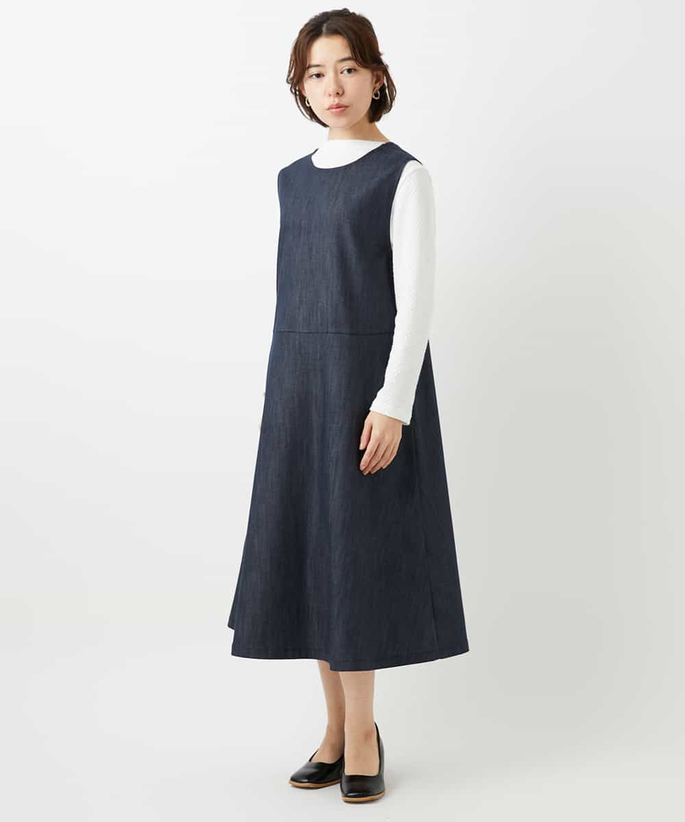 NHEGF85360 GIANNI LO GIUDICE(小さいサイズ)(メゾン ドゥ サンク) [セットアップ対応]デニムライクジャンパースカート ネイビー