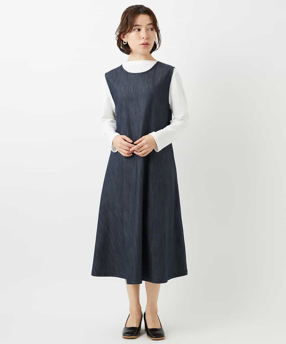 NHEGF85360 GIANNI LO GIUDICE(小さいサイズ)(メゾン ドゥ サンク) [セットアップ対応]デニムライクジャンパースカート ネイビー