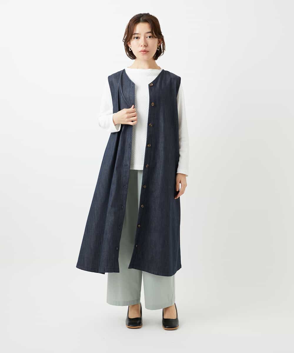 NHEGF85360 GIANNI LO GIUDICE(小さいサイズ)(メゾン ドゥ サンク) [セットアップ対応]デニムライクジャンパースカート ネイビー