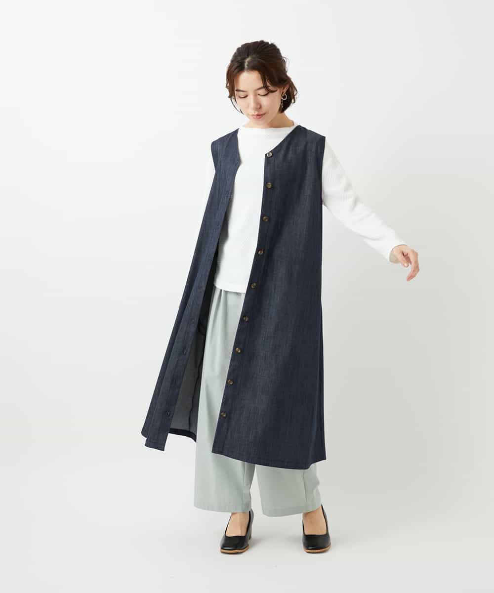 NHEGF85360 GIANNI LO GIUDICE(小さいサイズ)(メゾン ドゥ サンク) [セットアップ対応]デニムライクジャンパースカート ネイビー