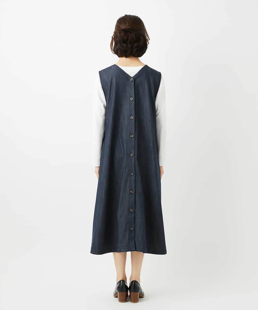 NHEGF85360 GIANNI LO GIUDICE(小さいサイズ)(メゾン ドゥ サンク) [セットアップ対応]デニムライクジャンパースカート ネイビー