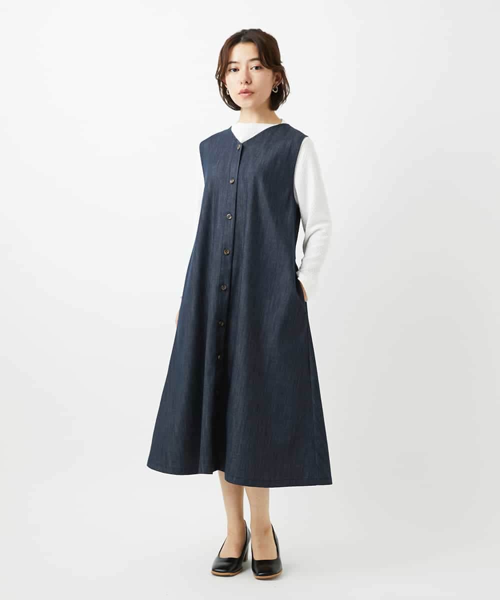 NHEGF85360 GIANNI LO GIUDICE(小さいサイズ)(メゾン ドゥ サンク) [セットアップ対応]デニムライクジャンパースカート ネイビー