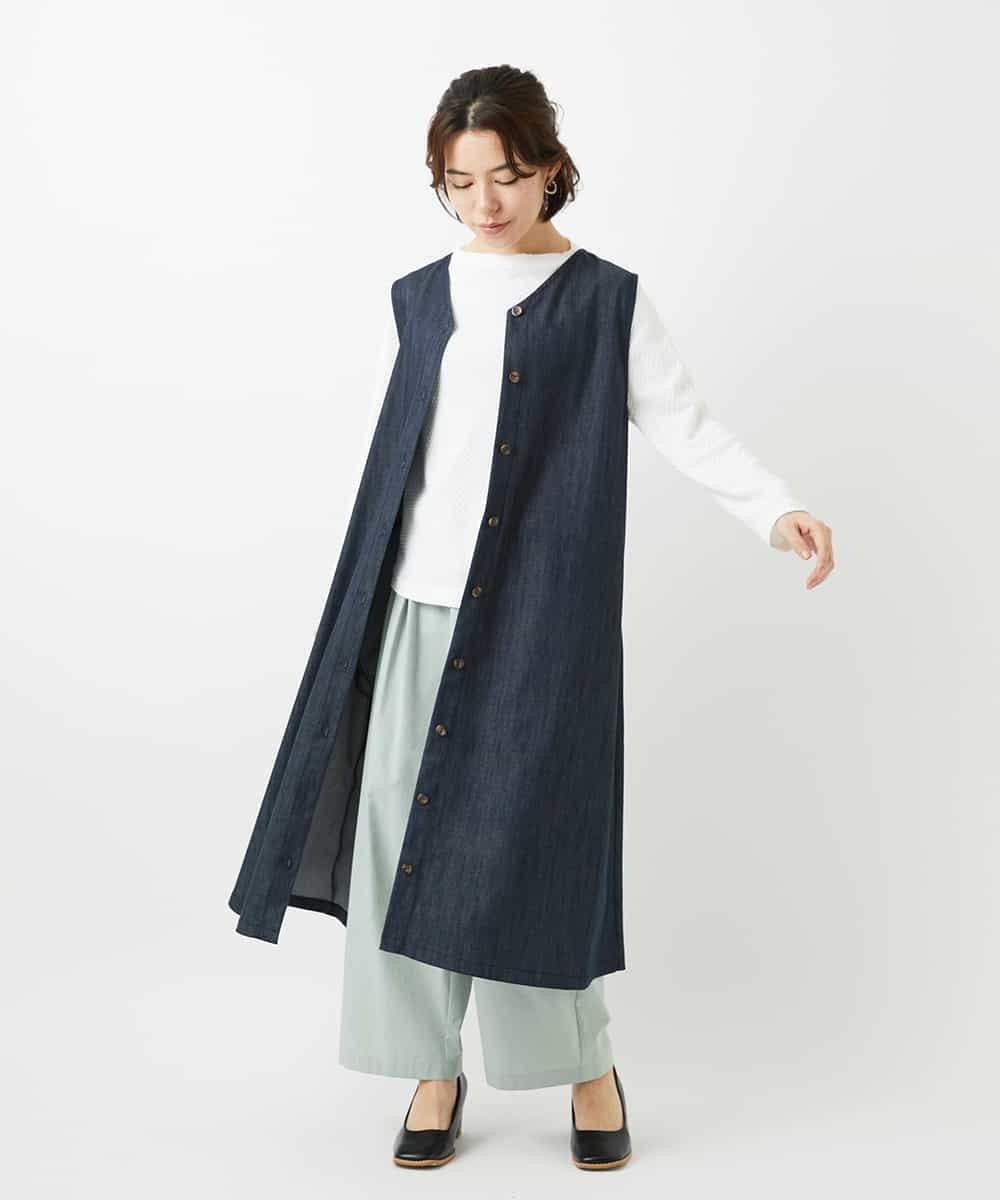 NHEGF85360 GIANNI LO GIUDICE(小さいサイズ)(メゾン ドゥ サンク) [セットアップ対応]デニムライクジャンパースカート ネイビー