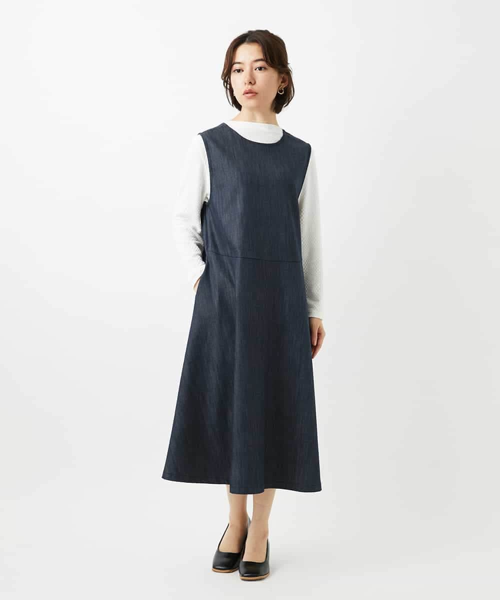 NHEGF85360 GIANNI LO GIUDICE(小さいサイズ)(メゾン ドゥ サンク) [セットアップ対応]デニムライクジャンパースカート ネイビー