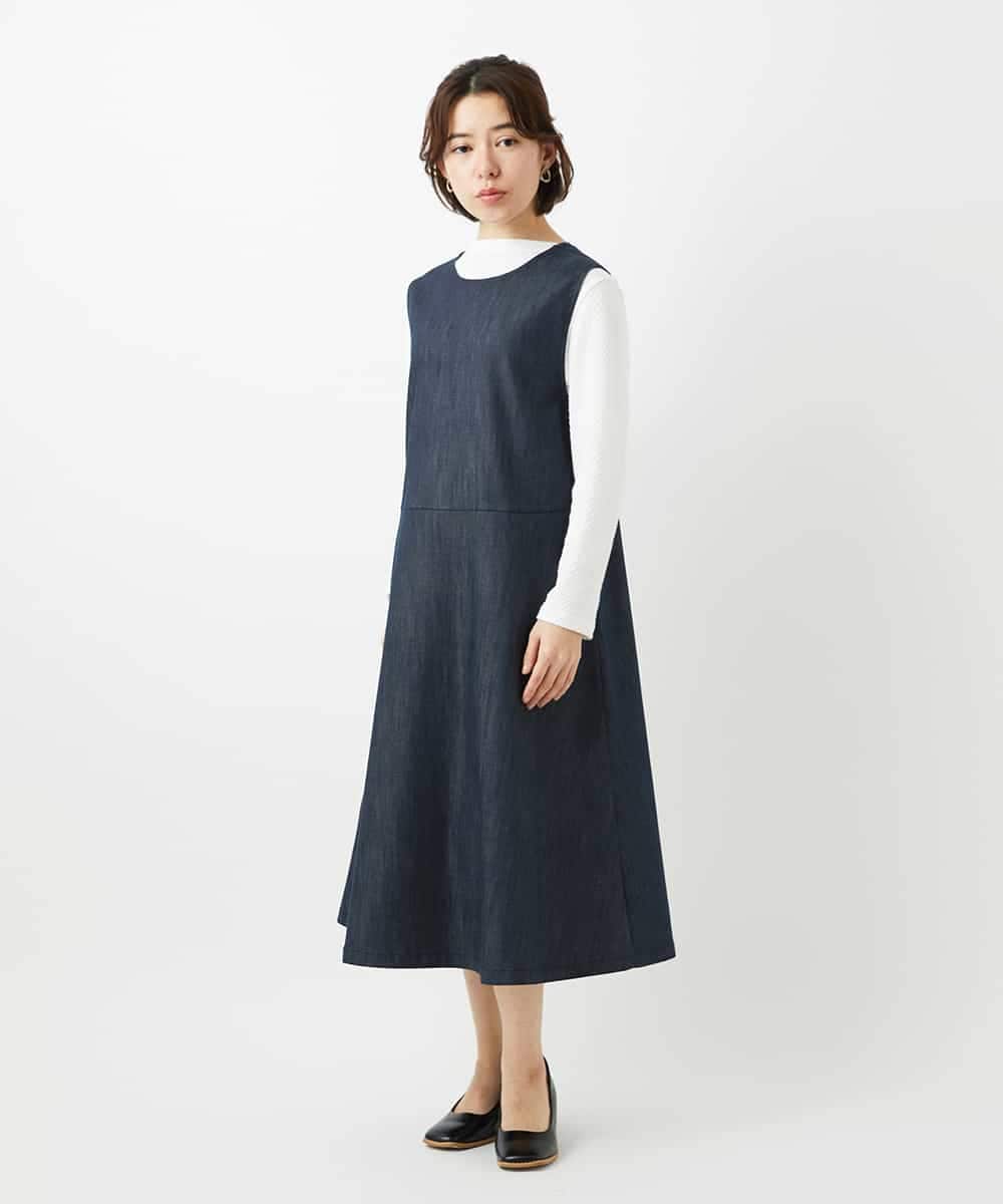 NHEGF85360 GIANNI LO GIUDICE(小さいサイズ)(メゾン ドゥ サンク) [セットアップ対応]デニムライクジャンパースカート ネイビー