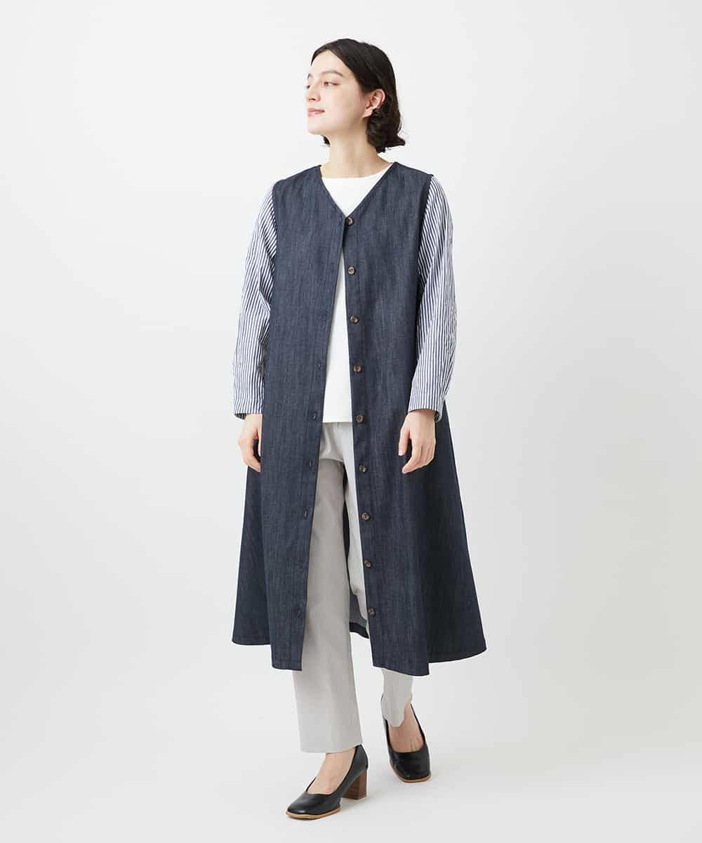 NHEGF85360 GIANNI LO GIUDICE(小さいサイズ)(メゾン ドゥ サンク) [セットアップ対応]デニムライクジャンパースカート ネイビー