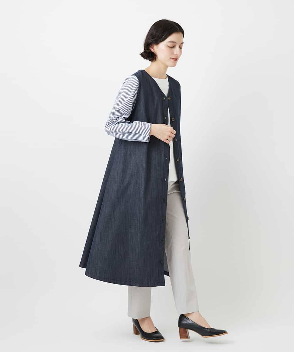 NHEGF85360 GIANNI LO GIUDICE(小さいサイズ)(メゾン ドゥ サンク) [セットアップ対応]デニムライクジャンパースカート ネイビー