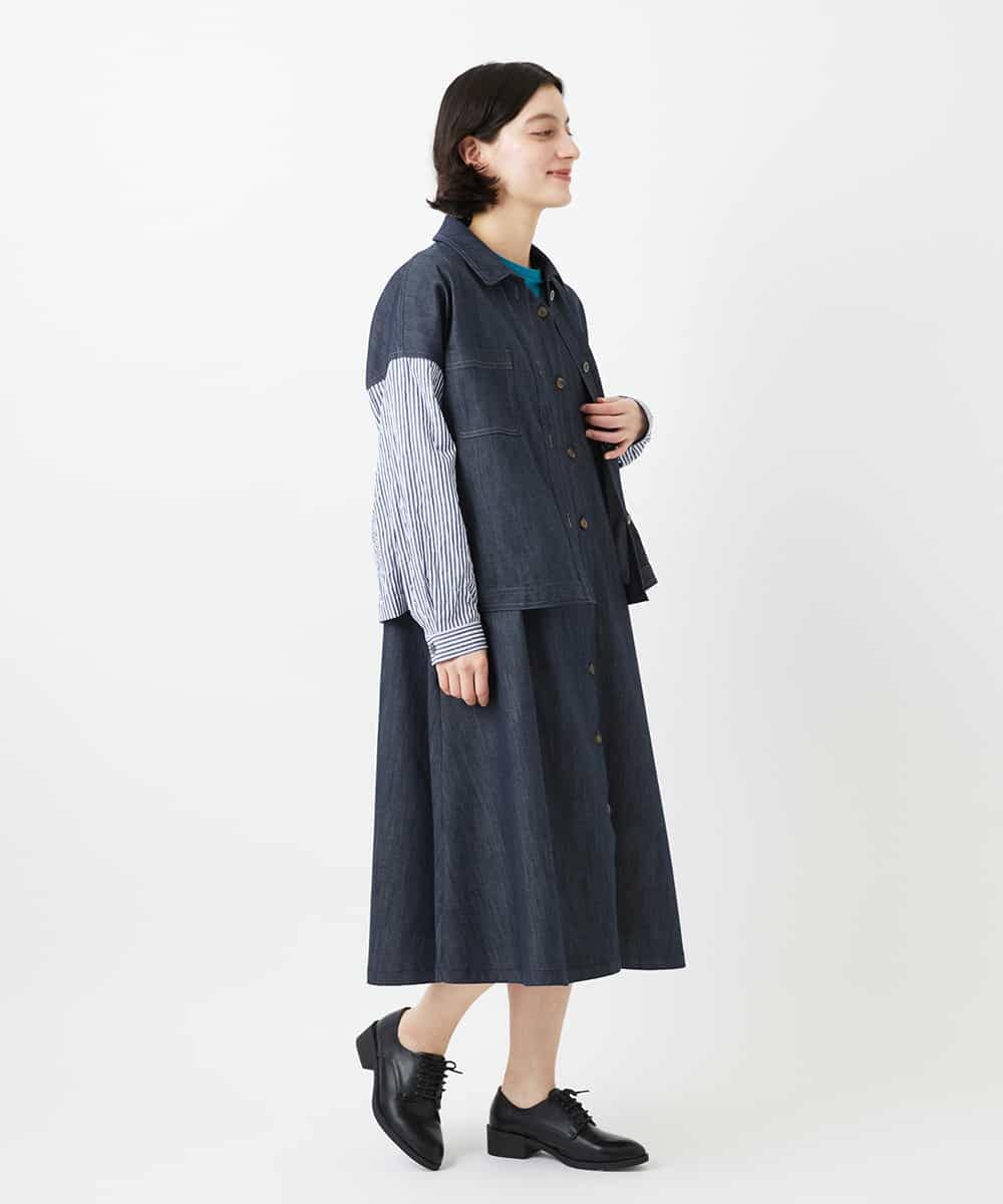 NHEGF85360 GIANNI LO GIUDICE(小さいサイズ)(メゾン ドゥ サンク) [セットアップ対応]デニムライクジャンパースカート ネイビー