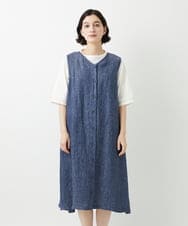 NHEGF87390 GIANNI LO GIUDICE(小さいサイズ)(メゾン ドゥ サンク) デニム調リネンジャンパースカート ネイビー