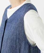 NHEGF87390 GIANNI LO GIUDICE(小さいサイズ)(メゾン ドゥ サンク) デニム調リネンジャンパースカート ネイビー
