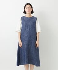 NHEGF87390 GIANNI LO GIUDICE(小さいサイズ)(メゾン ドゥ サンク) デニム調リネンジャンパースカート ネイビー