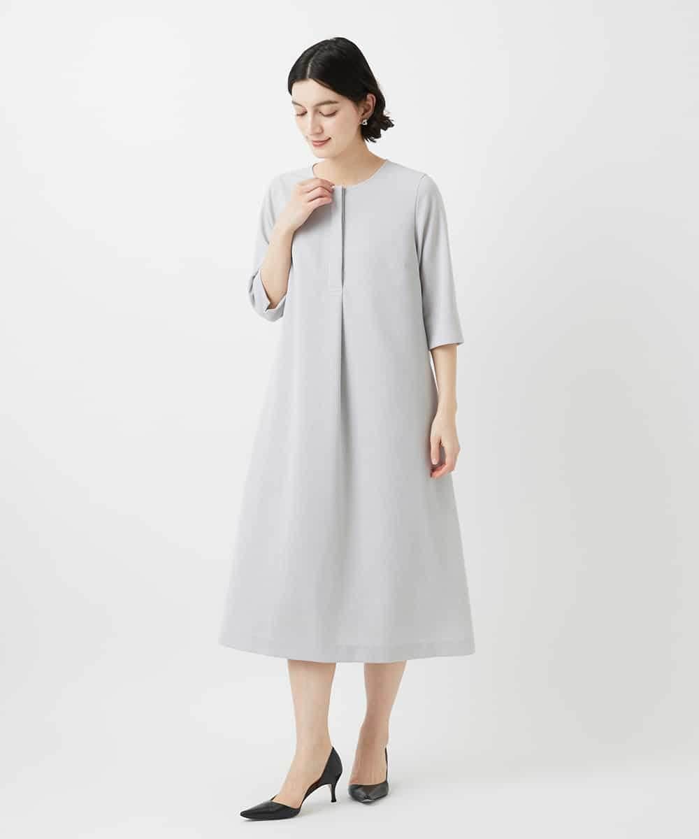 NHEGF88330 GIANNI LO GIUDICE(小さいサイズ)(メゾン ドゥ サンク) [セットアップ対応]リネンライクワンピース ライトグレー