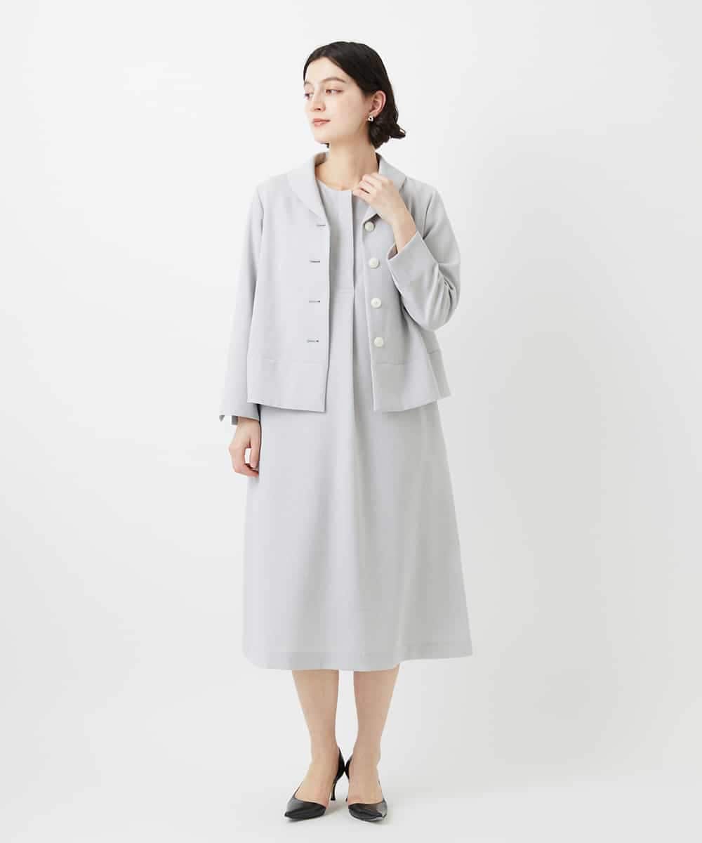 NHEGF88330 GIANNI LO GIUDICE(小さいサイズ)(メゾン ドゥ サンク) [セットアップ対応]リネンライクワンピース ライトグレー