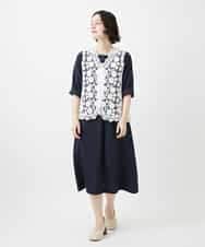 NHEGF88330 GIANNI LO GIUDICE(小さいサイズ)(メゾン ドゥ サンク) [セットアップ対応]リネンライクワンピース ライトグレー