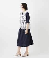 NHEGF88330 GIANNI LO GIUDICE(小さいサイズ)(メゾン ドゥ サンク) [セットアップ対応]リネンライクワンピース ライトグレー