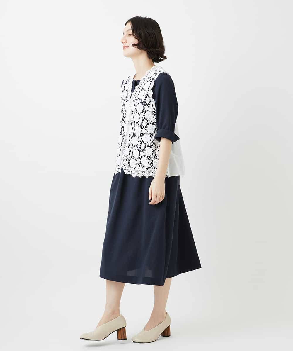 NHEGF88330 GIANNI LO GIUDICE(小さいサイズ)(メゾン ドゥ サンク) [セットアップ対応]リネンライクワンピース ライトグレー