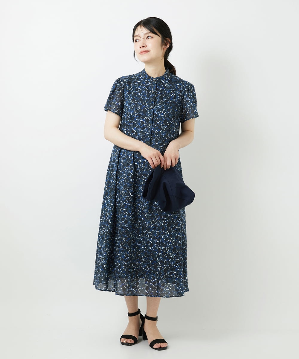 NHEGF94360 GIANNI LO GIUDICE(小さいサイズ)(メゾン ドゥ サンク) 小花プリントワンピース ネイビー系
