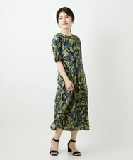 NHEGF95330 GIANNI LO GIUDICE(小さいサイズ)(メゾン ドゥ サンク) リーフプリントワンピース アイボリー系