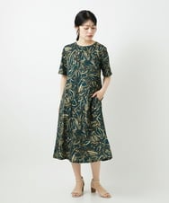 NHEGF95330 GIANNI LO GIUDICE(小さいサイズ)(メゾン ドゥ サンク) リーフプリントワンピース アイボリー系