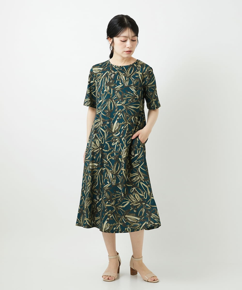 NHEGF95330 GIANNI LO GIUDICE(小さいサイズ)(メゾン ドゥ サンク) リーフプリントワンピース アイボリー系