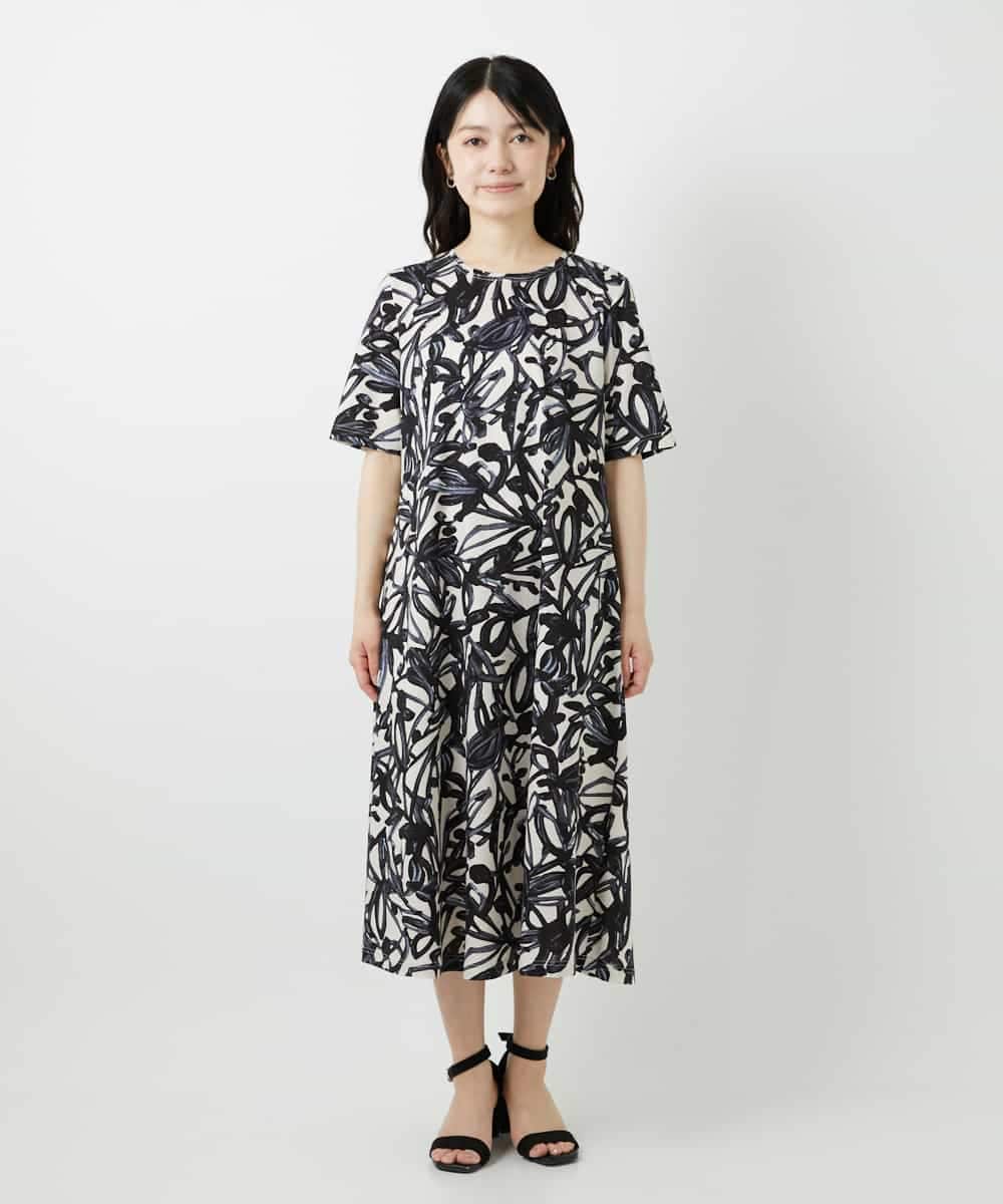 NHEGF95330 GIANNI LO GIUDICE(小さいサイズ)(メゾン ドゥ サンク) リーフプリントワンピース アイボリー系
