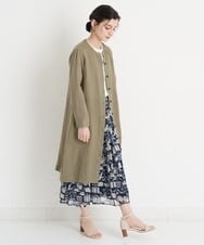 NHEGU82270 GIANNI LO GIUDICE(小さいサイズ)(メゾン ドゥ サンク) [イタリア製生地使用]リネンロングシャツブラウス ライトベージュ