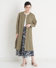 NHEGU82270 GIANNI LO GIUDICE(小さいサイズ)(メゾン ドゥ サンク) [イタリア製生地使用]リネンロングシャツブラウス ライトベージュ