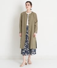 NHEGU82270 GIANNI LO GIUDICE(小さいサイズ)(メゾン ドゥ サンク) [イタリア製生地使用]リネンロングシャツブラウス ライトベージュ