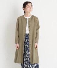 NHEGU82270 GIANNI LO GIUDICE(小さいサイズ)(メゾン ドゥ サンク) [イタリア製生地使用]リネンロングシャツブラウス ライトベージュ