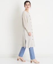 NHEGU82270 GIANNI LO GIUDICE(小さいサイズ)(メゾン ドゥ サンク) [イタリア製生地使用]リネンロングシャツブラウス ライトベージュ
