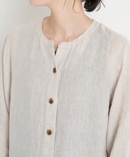 NHEGU82270 GIANNI LO GIUDICE(小さいサイズ)(メゾン ドゥ サンク) [イタリア製生地使用]リネンロングシャツブラウス ライトベージュ