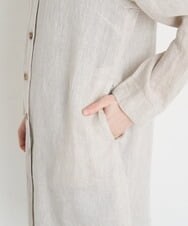 NHEGU82270 GIANNI LO GIUDICE(小さいサイズ)(メゾン ドゥ サンク) [イタリア製生地使用]リネンロングシャツブラウス ライトベージュ