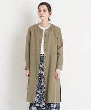 NHEGU82270 GIANNI LO GIUDICE(小さいサイズ)(メゾン ドゥ サンク) [イタリア製生地使用]リネンロングシャツブラウス ライトベージュ
