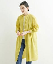 NHEGU85230 GIANNI LO GIUDICE(小さいサイズ)(メゾン ドゥ サンク) コットンボイルノーカラーシャツワンピース イエロー