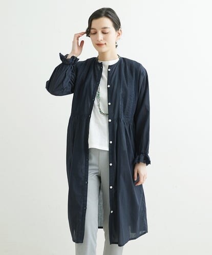 NHEGU85230  コットンボイルノーカラーシャツワンピース