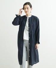 NHEGU85230 GIANNI LO GIUDICE(小さいサイズ)(メゾン ドゥ サンク) コットンボイルノーカラーシャツワンピース ネイビー