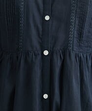 NHEGU85230 GIANNI LO GIUDICE(小さいサイズ)(メゾン ドゥ サンク) コットンボイルノーカラーシャツワンピース ネイビー