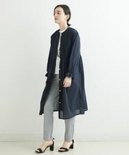 NHEGU85230 GIANNI LO GIUDICE(小さいサイズ)(メゾン ドゥ サンク) コットンボイルノーカラーシャツワンピース ネイビー