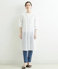 NHEGU85230 GIANNI LO GIUDICE(小さいサイズ)(メゾン ドゥ サンク) コットンボイルノーカラーシャツワンピース ネイビー