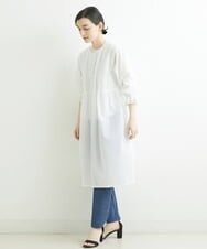 NHEGU85230 GIANNI LO GIUDICE(小さいサイズ)(メゾン ドゥ サンク) コットンボイルノーカラーシャツワンピース ネイビー
