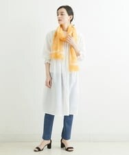 NHEGU85230 GIANNI LO GIUDICE(小さいサイズ)(メゾン ドゥ サンク) コットンボイルノーカラーシャツワンピース ネイビー