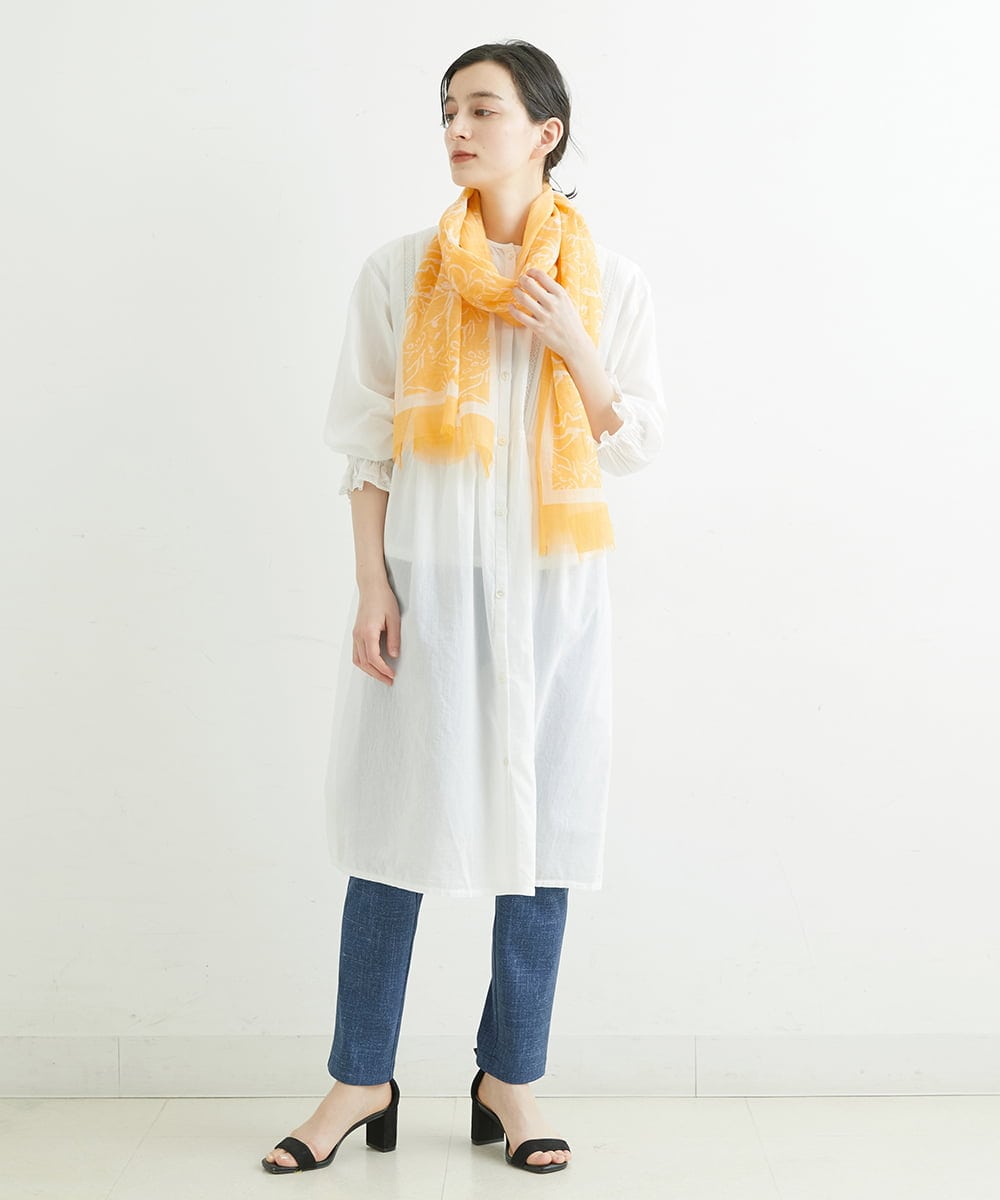 NHEGU85230 GIANNI LO GIUDICE(小さいサイズ)(メゾン ドゥ サンク) コットンボイルノーカラーシャツワンピース ネイビー