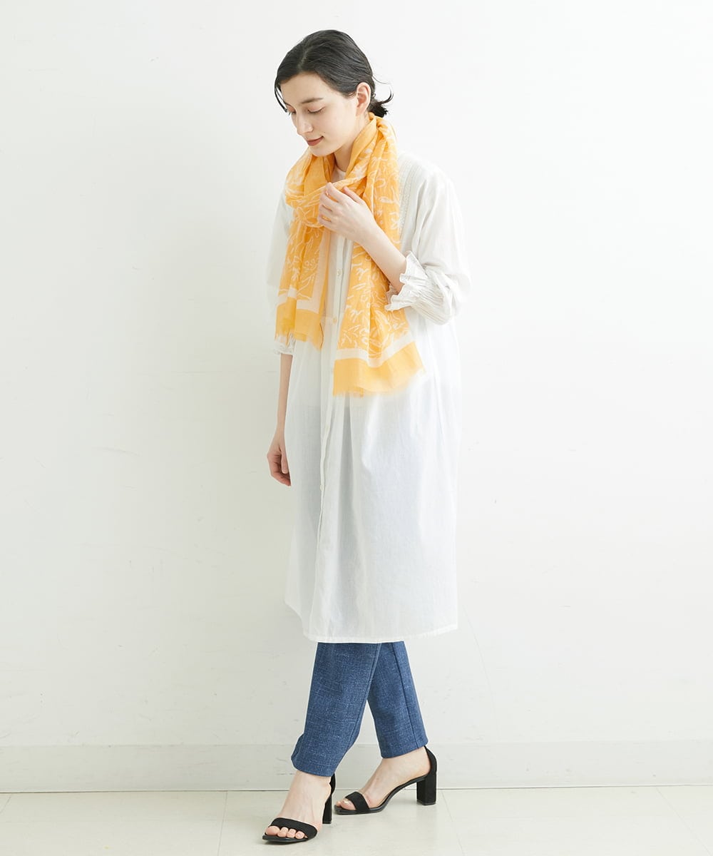 NHEGU85230 GIANNI LO GIUDICE(小さいサイズ)(メゾン ドゥ サンク) コットンボイルノーカラーシャツワンピース ネイビー