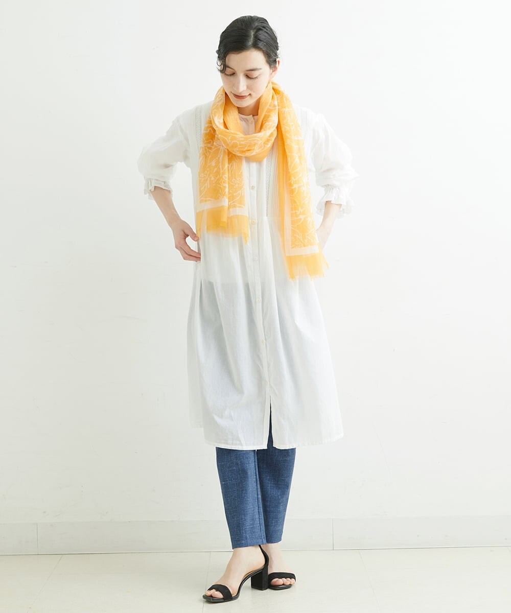 NHEGU85230 GIANNI LO GIUDICE(小さいサイズ)(メゾン ドゥ サンク) コットンボイルノーカラーシャツワンピース ネイビー