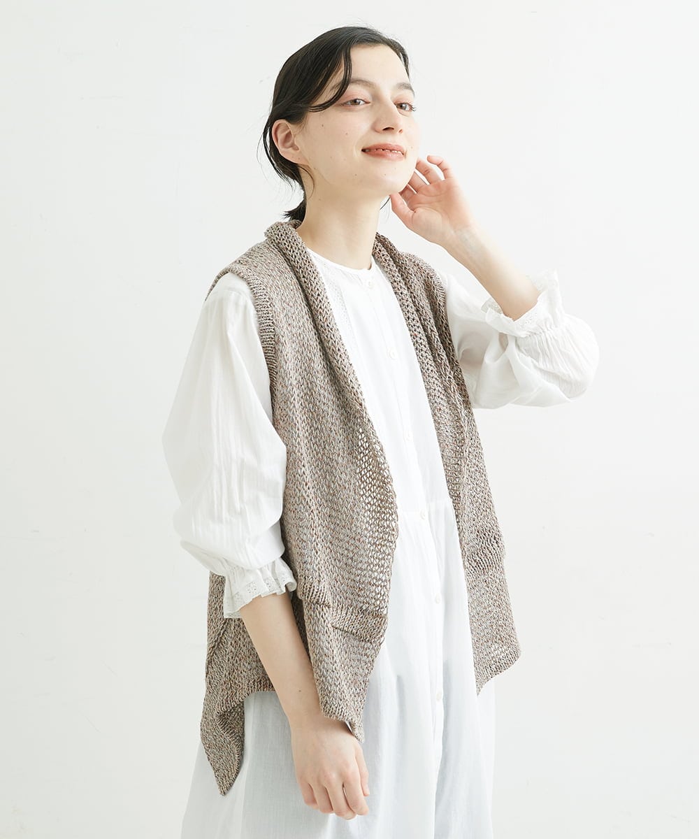 NHEGU85230 GIANNI LO GIUDICE(小さいサイズ)(メゾン ドゥ サンク) コットンボイルノーカラーシャツワンピース ネイビー